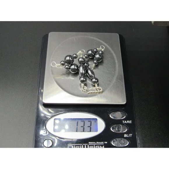 7 Inch Sterling Silver Handmade Wrapped Hematite Bracelet - Picture 5 of 5